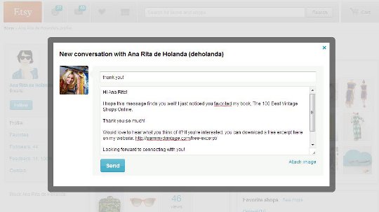 etsy conversation with a vintage customer