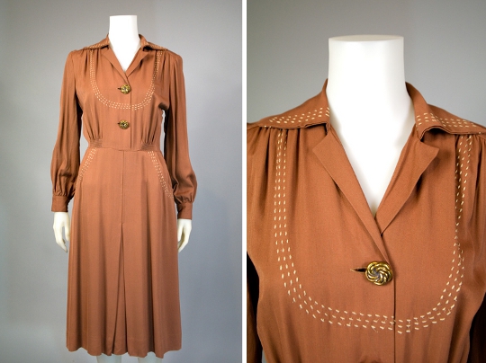 World War Two Fashion Gabardine Dress vintage gabardine dress from 1940s