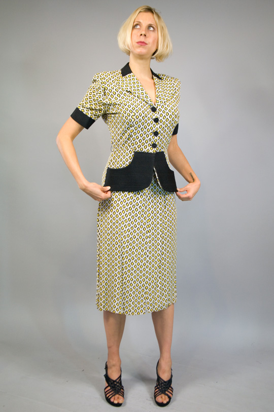 1940s Suit Style Dress a 1940s suit style one piece dress