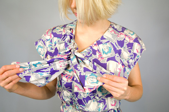 1940s Vintage Dress Ascot a close up of the ascot of a 1940s vintage dress