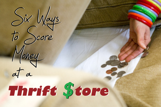 How to Find Money in a Thrift Store hand reaching under a couch at a thrift store discovering loose change