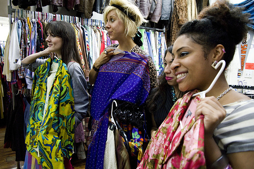 trying-on-clothes trying on vintage clothes