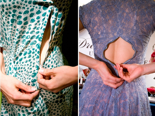 Side and Back Zippers on Dresses two photos of side and back zippers on vintage dresses